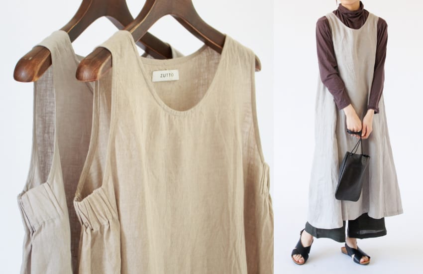 リネンワンピースを重ねて、夏の服に変化を。